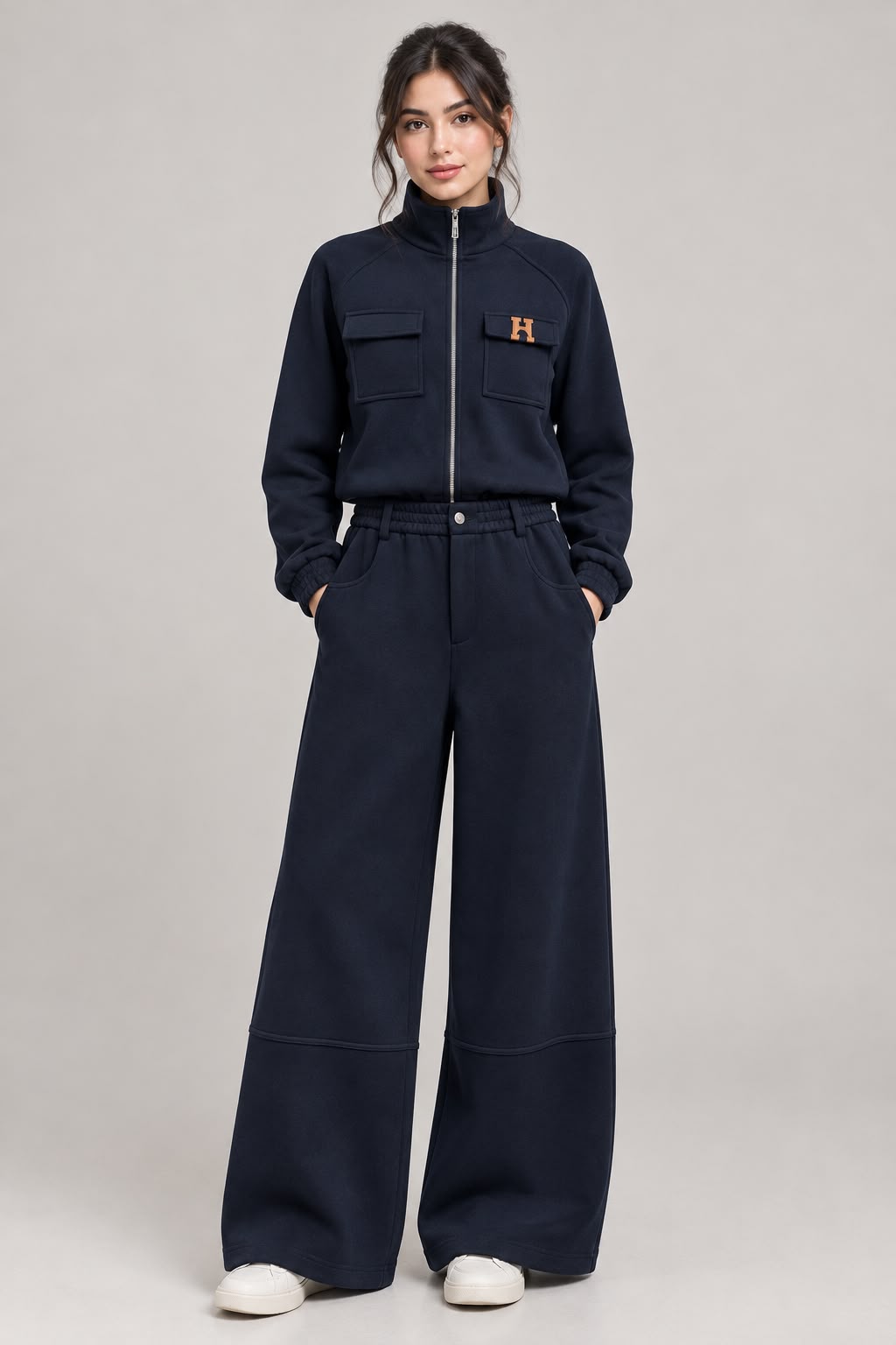 Hermès Zip Track Jacket and Matching Pants with H Logo Detail