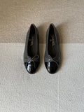CHANEL Quilted Bow Patent Cap-Toe Ballet Flats