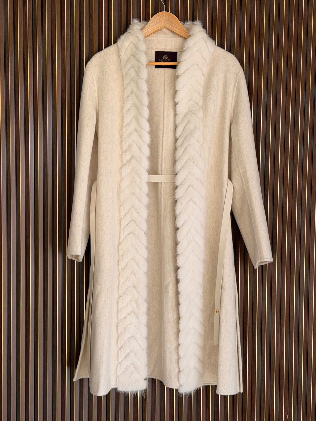 Loro Piana Cashmere & Fur Trim Long Coat