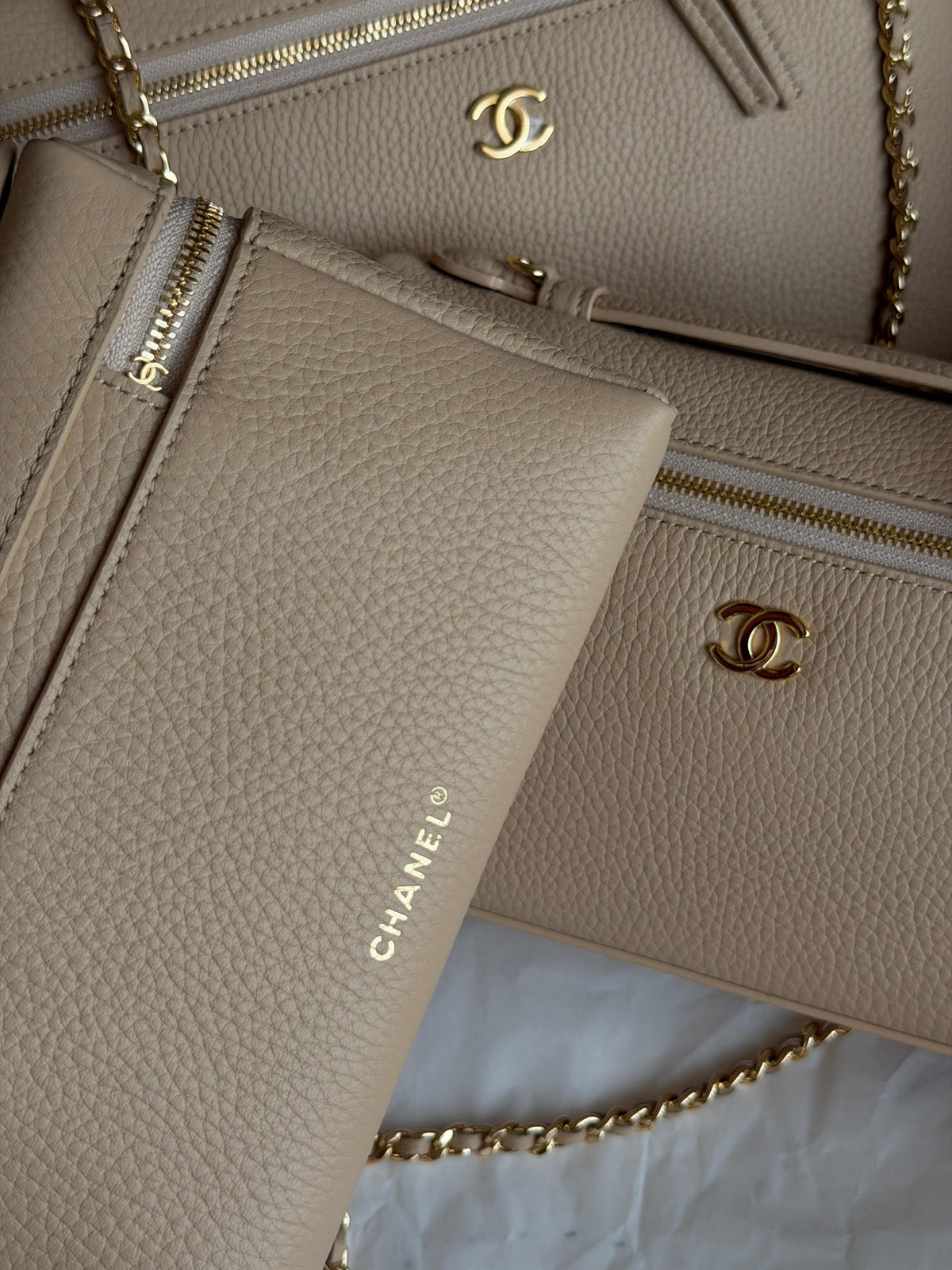 Chanel Vanity Case with Chain and Gold Hardware