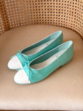 Chanel Two-Tone Patent Leather Ballet Flats with Bow & CC Logo