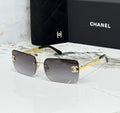 Chanel Rimless Gradient Square Sunglasses with CC