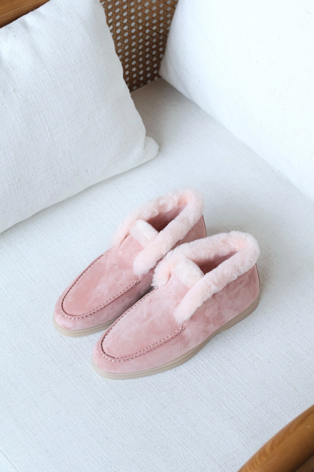 Loro Piana Suede and Shearling-Lined Winter Moccasin / Loafer