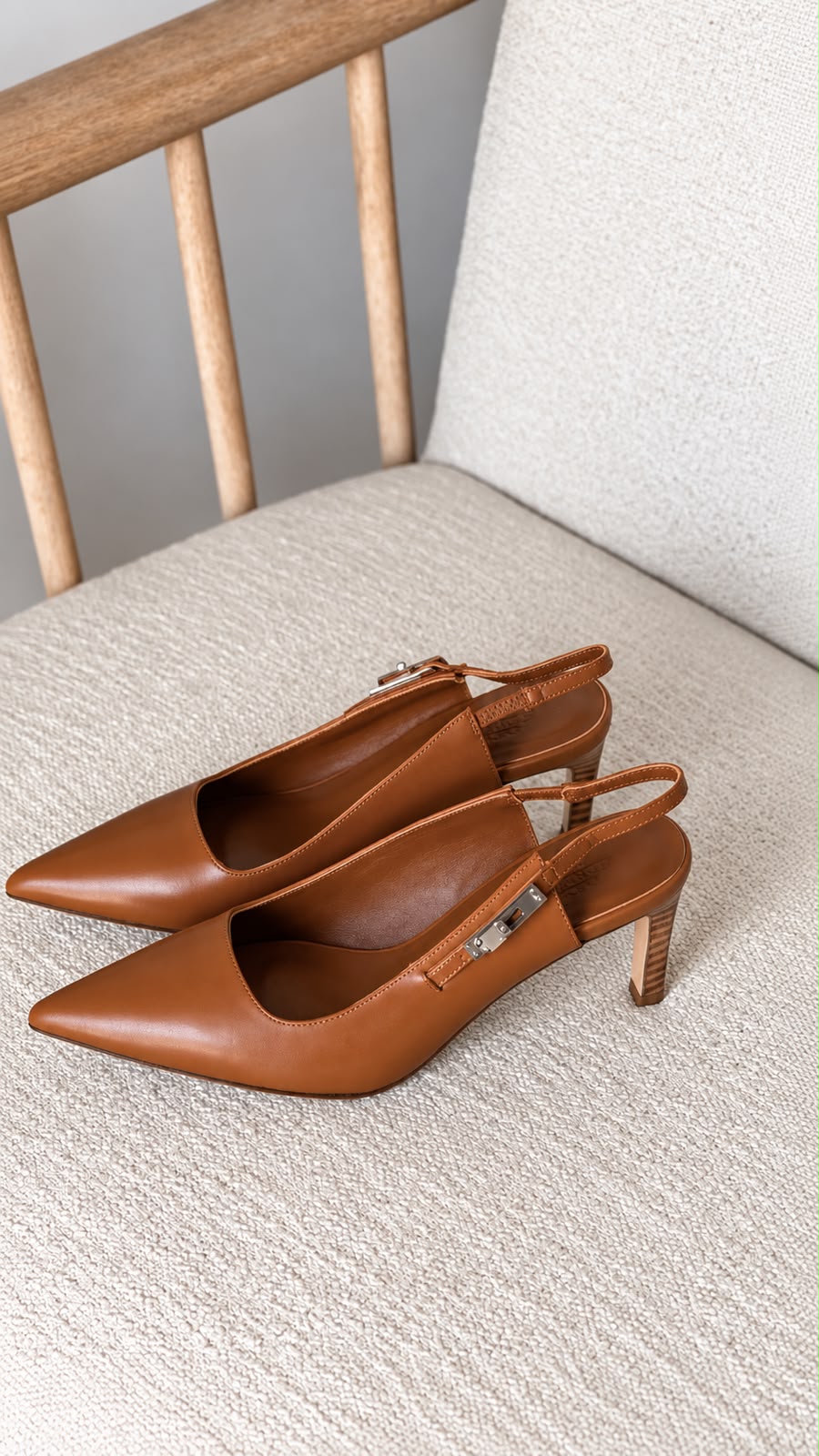 Hermès Leather Pointed-Toe Slingback Pumps