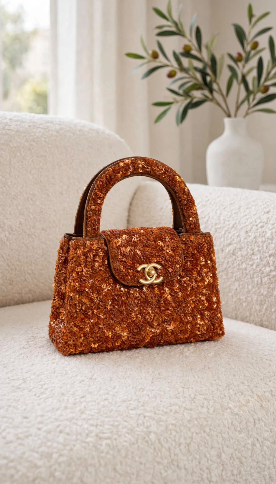 CHANEL Sequin Rounded Handle Flap Bag