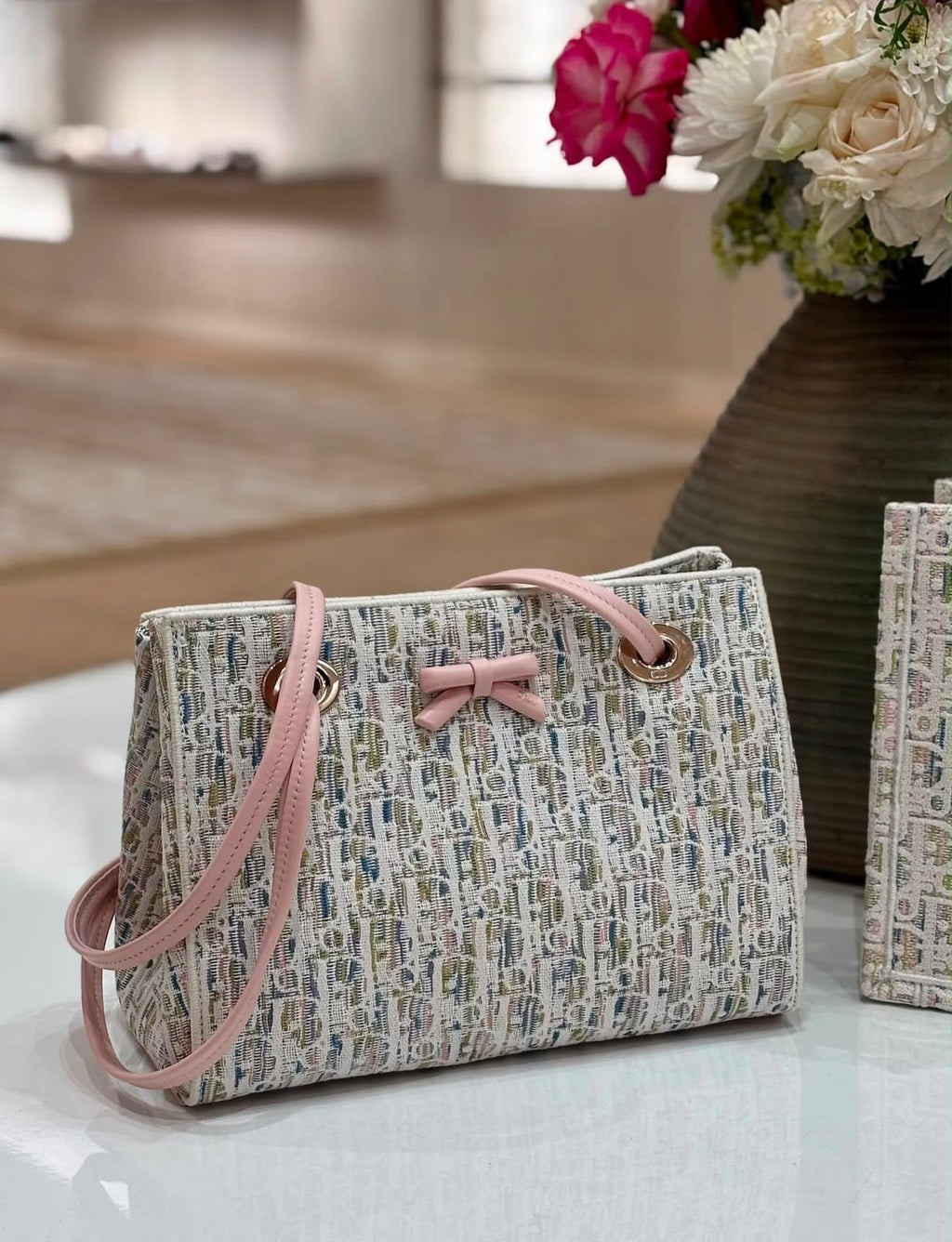 Dior Multicolor Bow Tote Bag