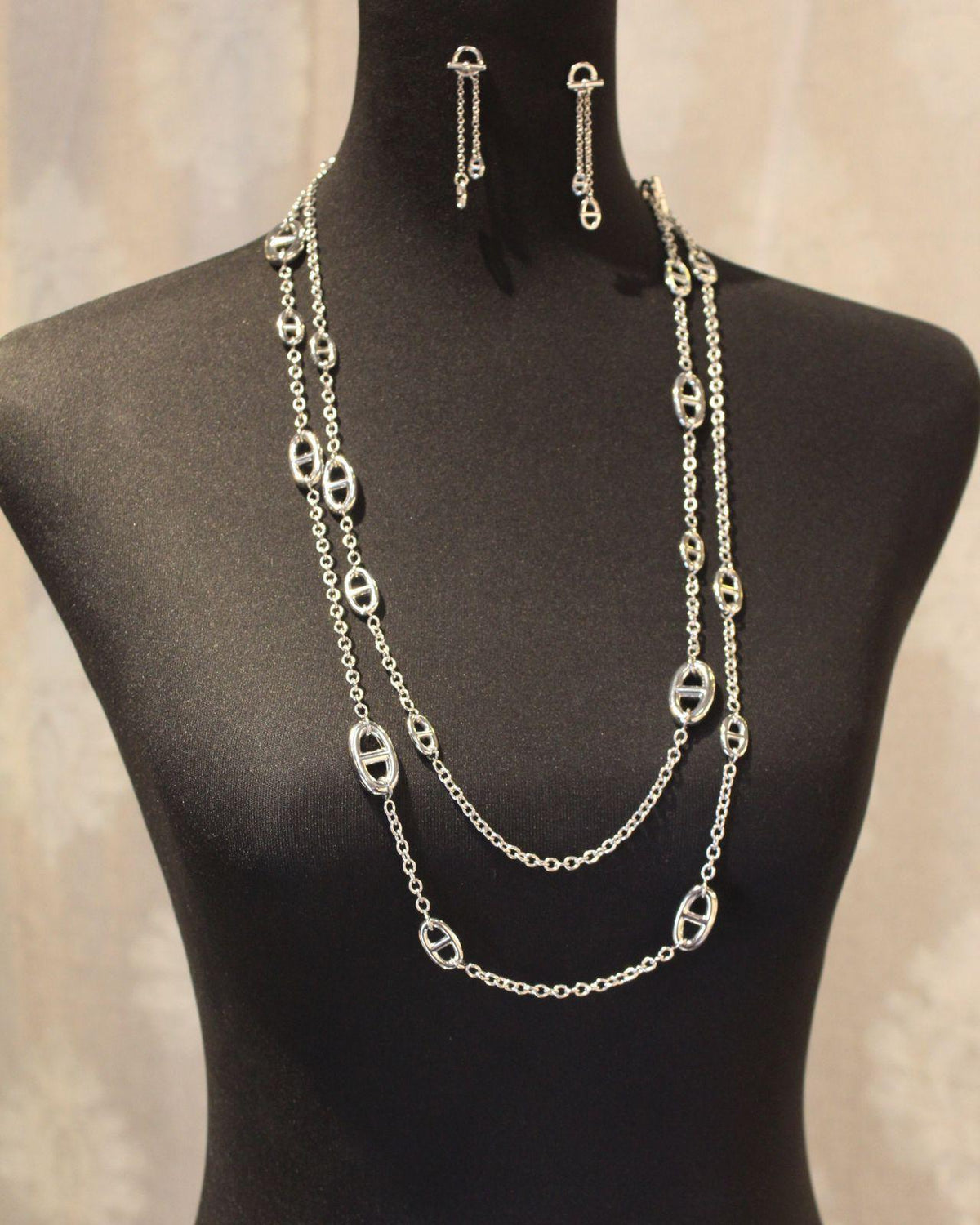 Hermès Farandole Chaîne d'Ancre Silver Necklace and Drop Earrings Set