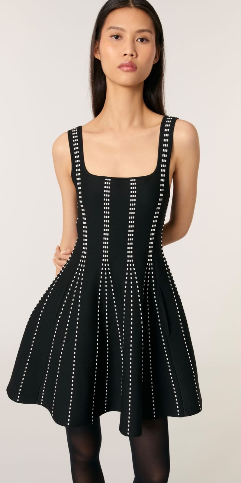 Maje Ribbed Knit Flared Dress