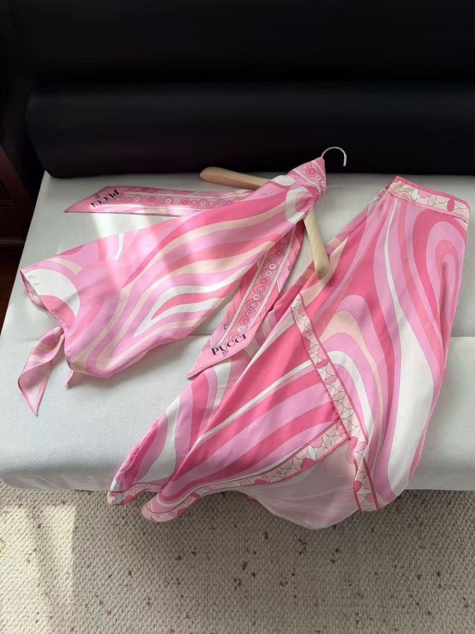 Emilio Pucci Printed Silk Twill Halter Top and Matching Maxi Skirt