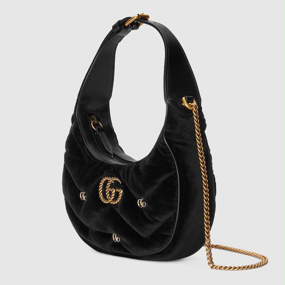 Gucci Black GG Chevron Shoulder Bag