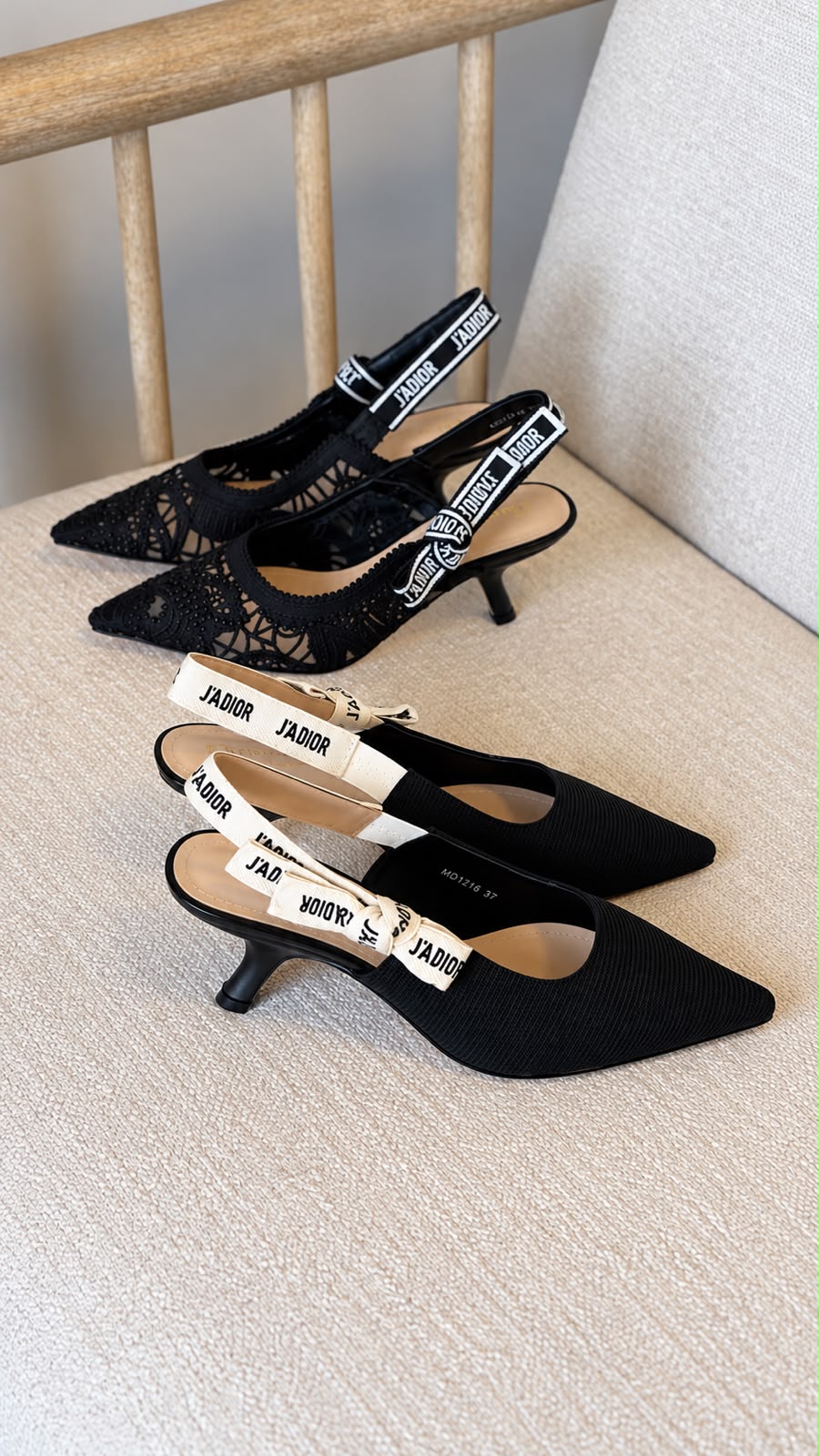 Dior Fabric and Lace Slingback Heels
