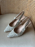 Dior Embroidered Slingback Kitten Heels 3cm