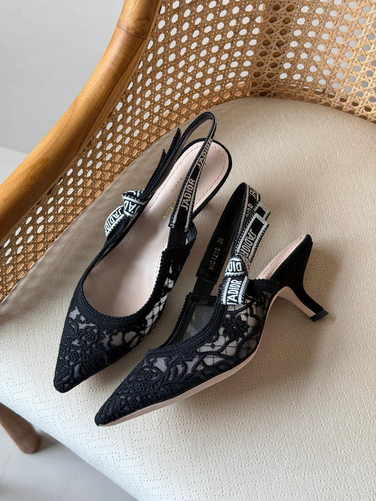 Dior Embroidered Slingback Kitten Heels 3cm