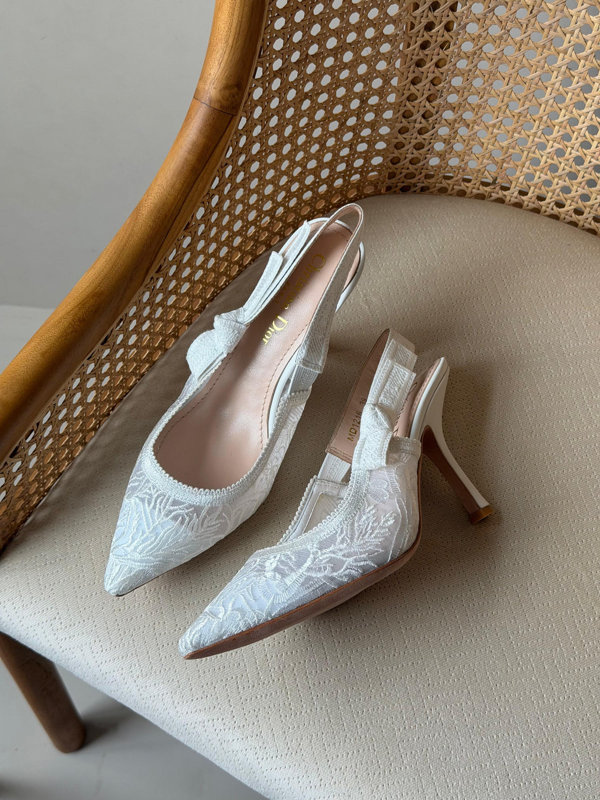 Dior Embroidered Slingback High Heels 7cm