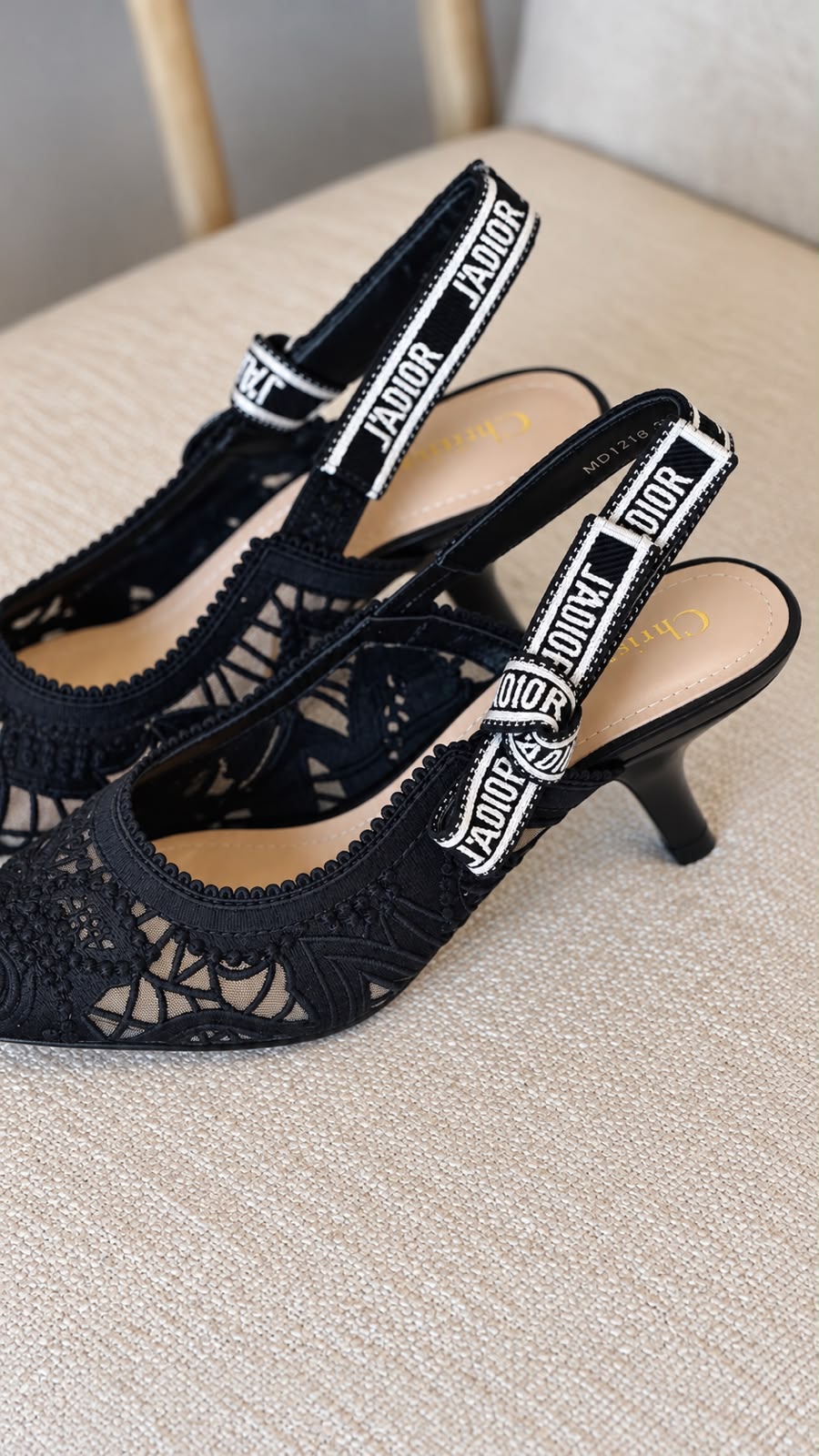 Dior Fabric and Lace Slingback Heels