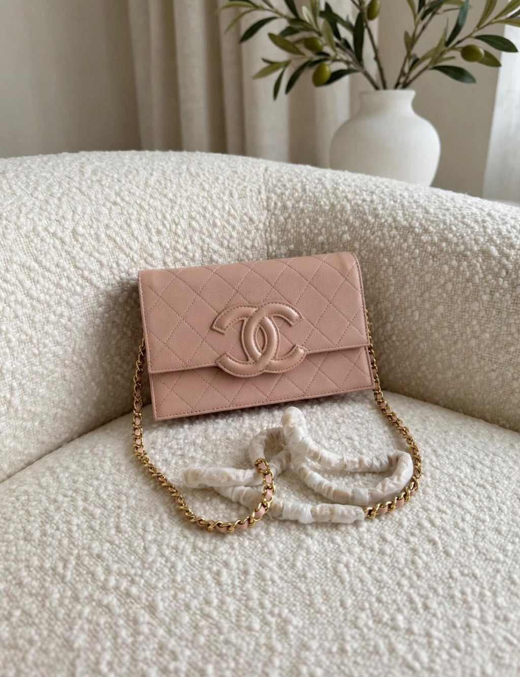Chanel Quilted CC Logo Wallet on Chain (WOC)