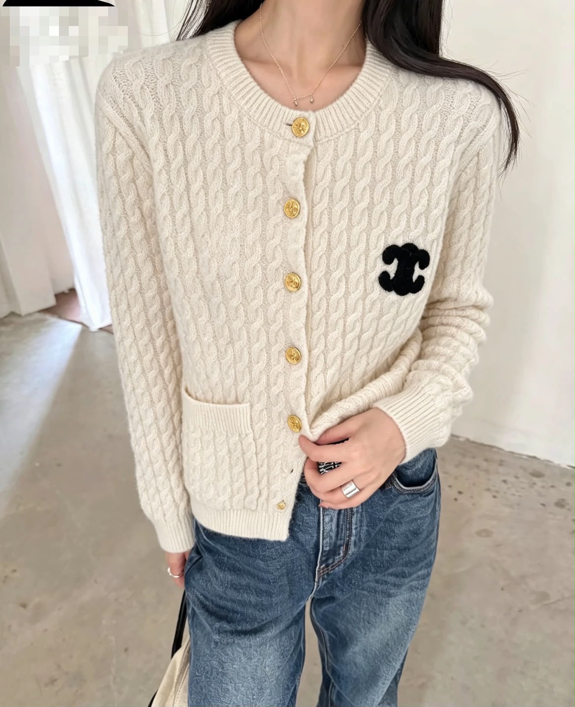 Celine Cable-Knit Cardigan