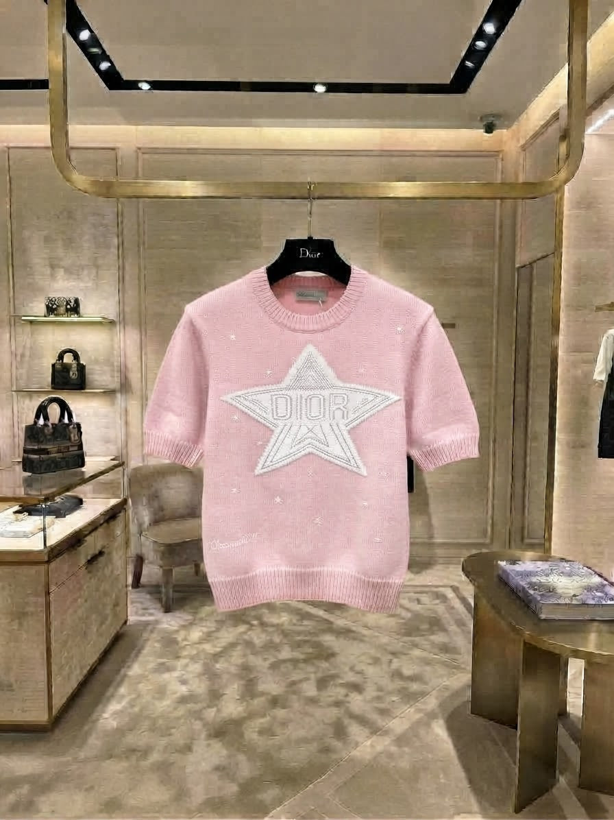 Dior Short-Sleeve Star Knit Sweater