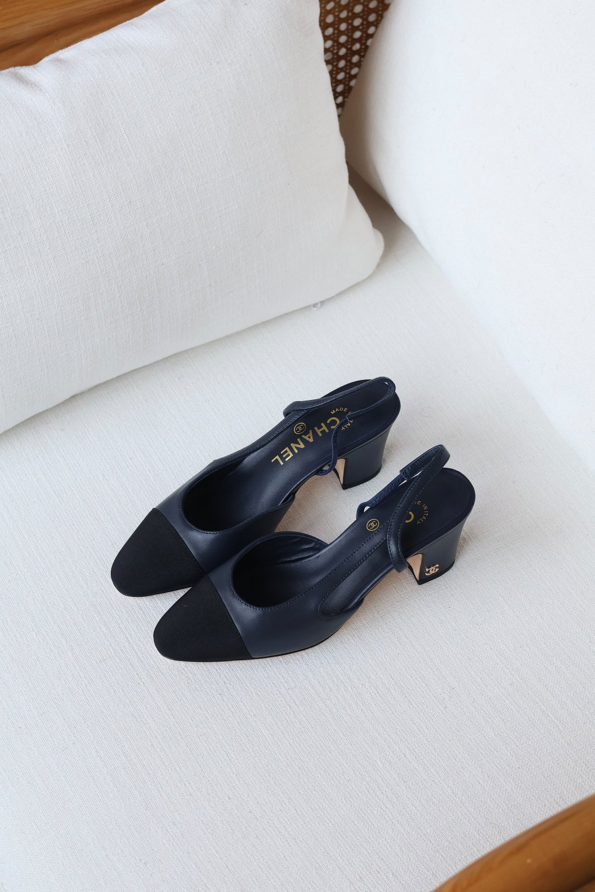Chanel Cap-Toe Slingback Pumps