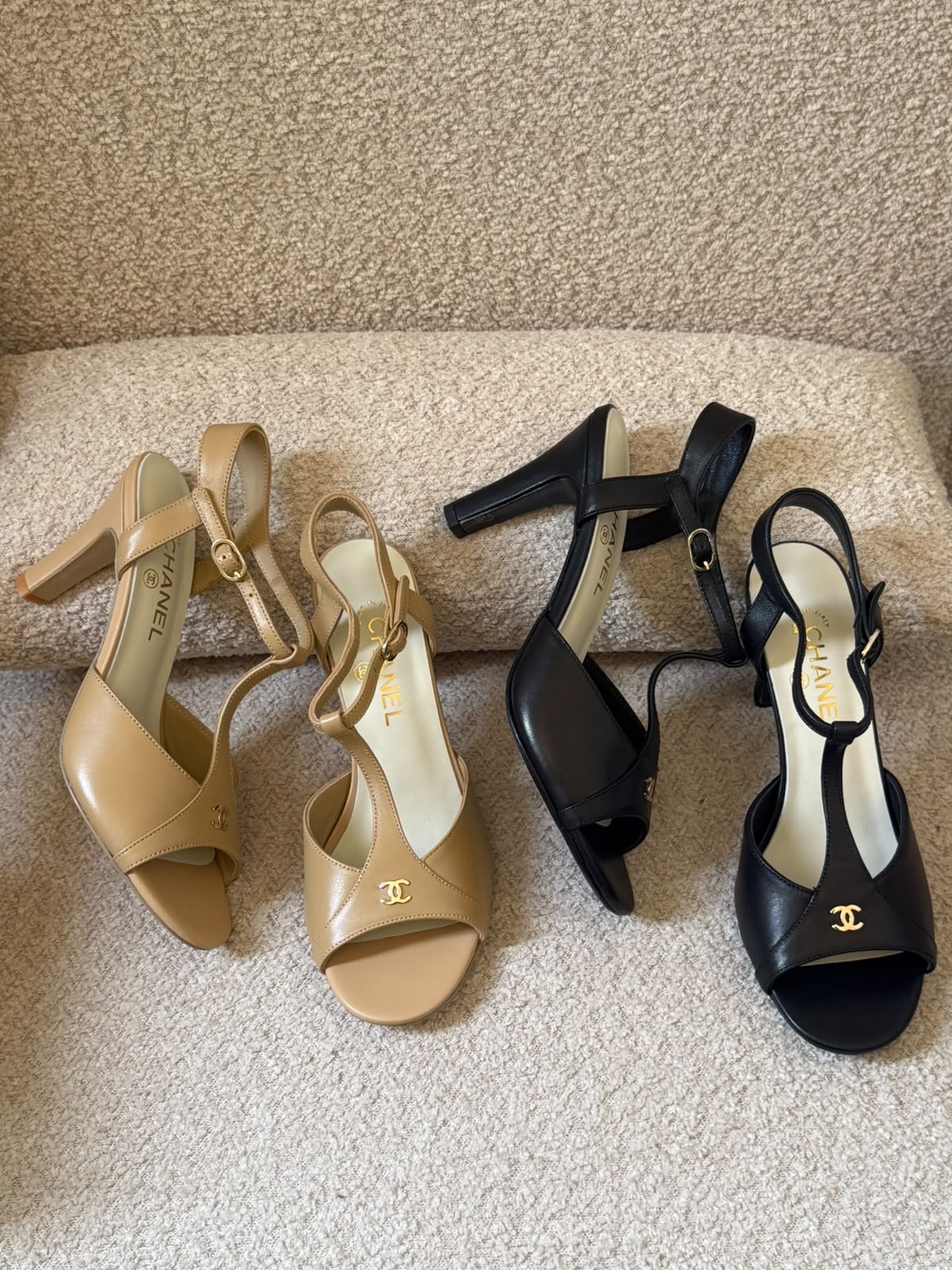 CHANEL Cross-Strap Ankle-Strap Heels