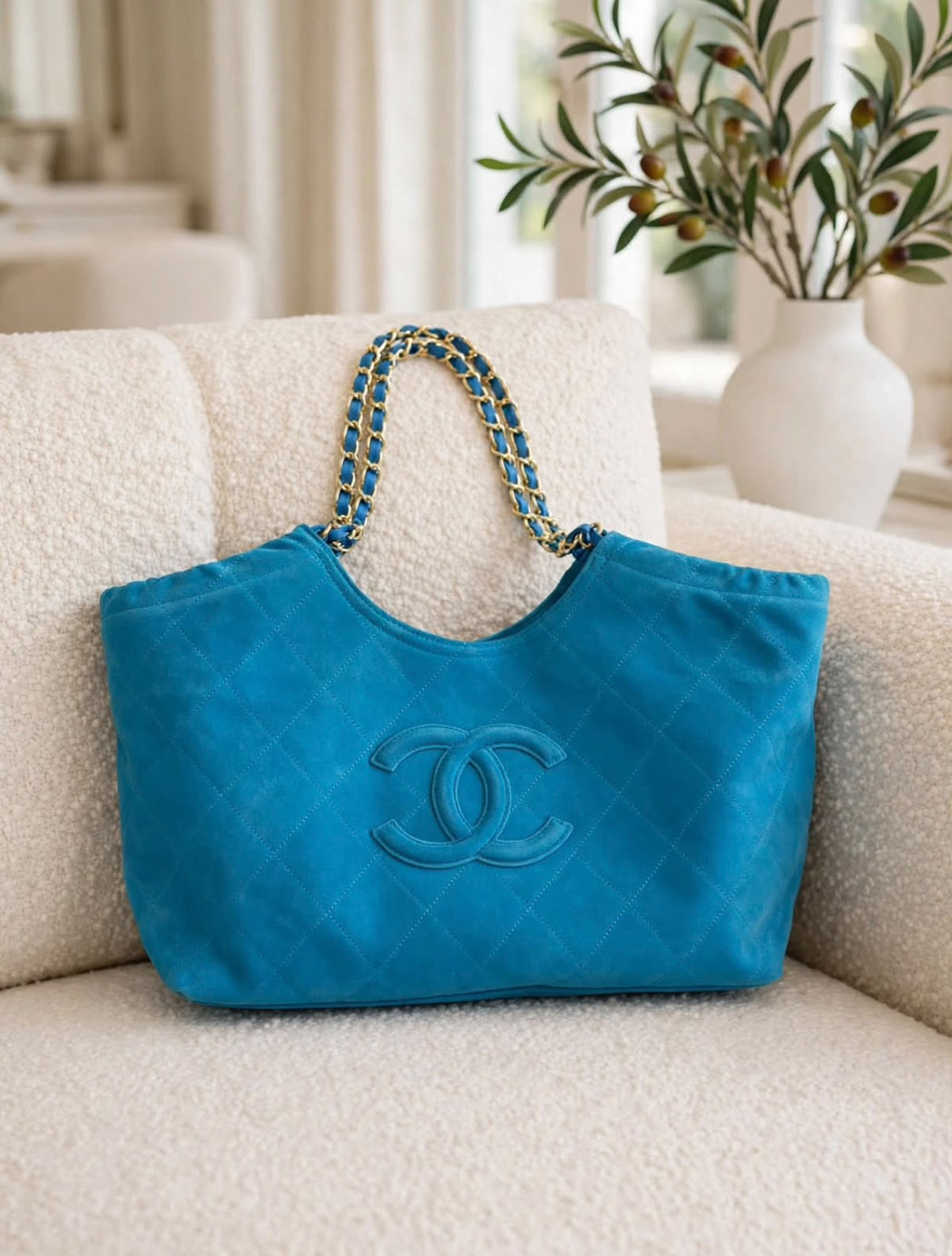 CHANEL Tonal Logo Soft Chain Tote Bag