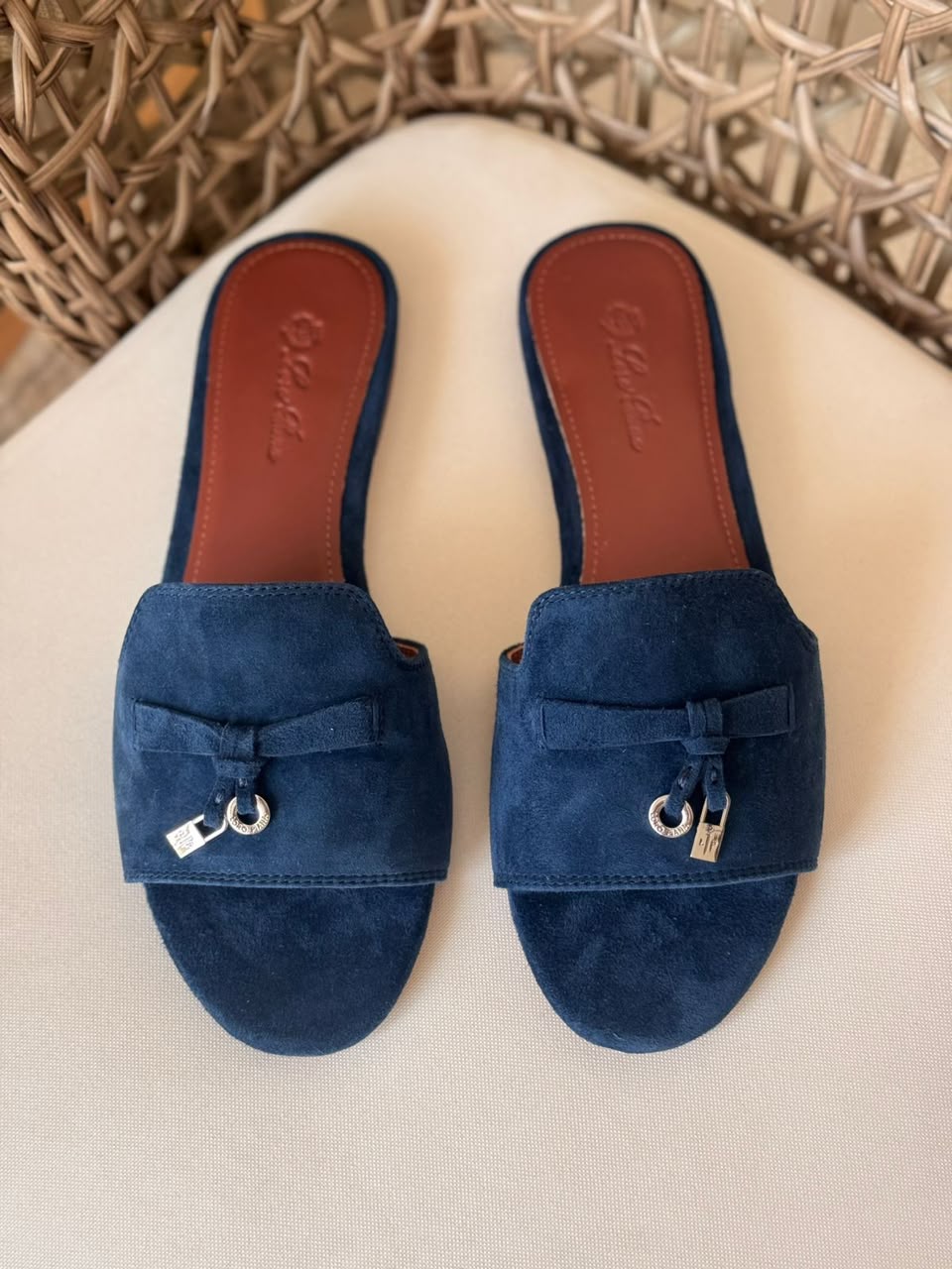 Loro Piana Summer Charms Suede Flat Mules