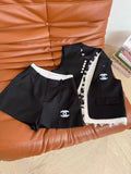 Chanel Two-Piece Set with Vest & Shorts and CC Logo