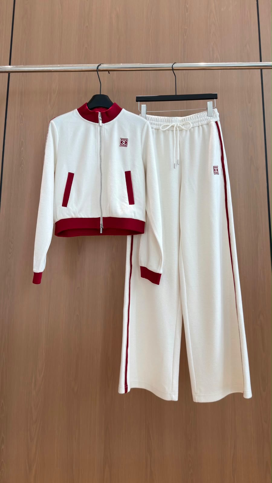 Chanel Contrast Trim CC Logo Zip-Up Tracksuit Set