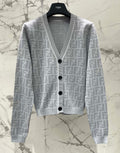 Fendi FF Logo V-Neck Knit Cardigan