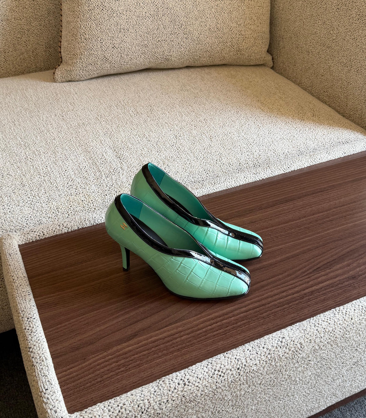 Chanel Crocodile-Embossed Patent Leather