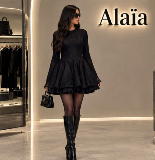 ALAIA Flared Knit Mini Dress