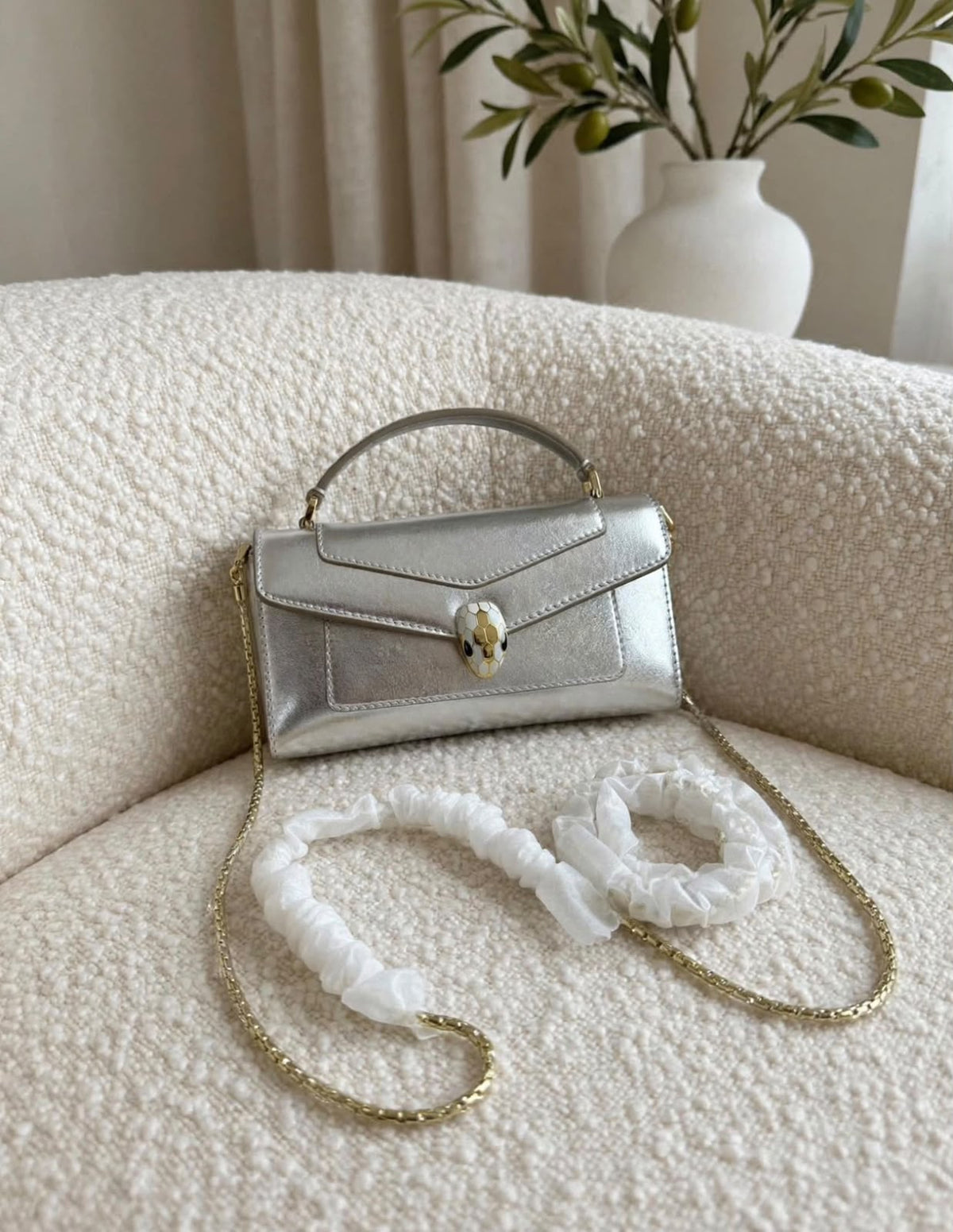 BVLGARI Serpent Clasp Chain Top Handle Bag