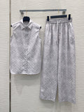 Louis Vuitton Monogram Print Sleeveless Shirt & Wide-Leg Pants Set