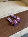 Dolce & Gabbana Majolica Print Embroidered Slide Sandals