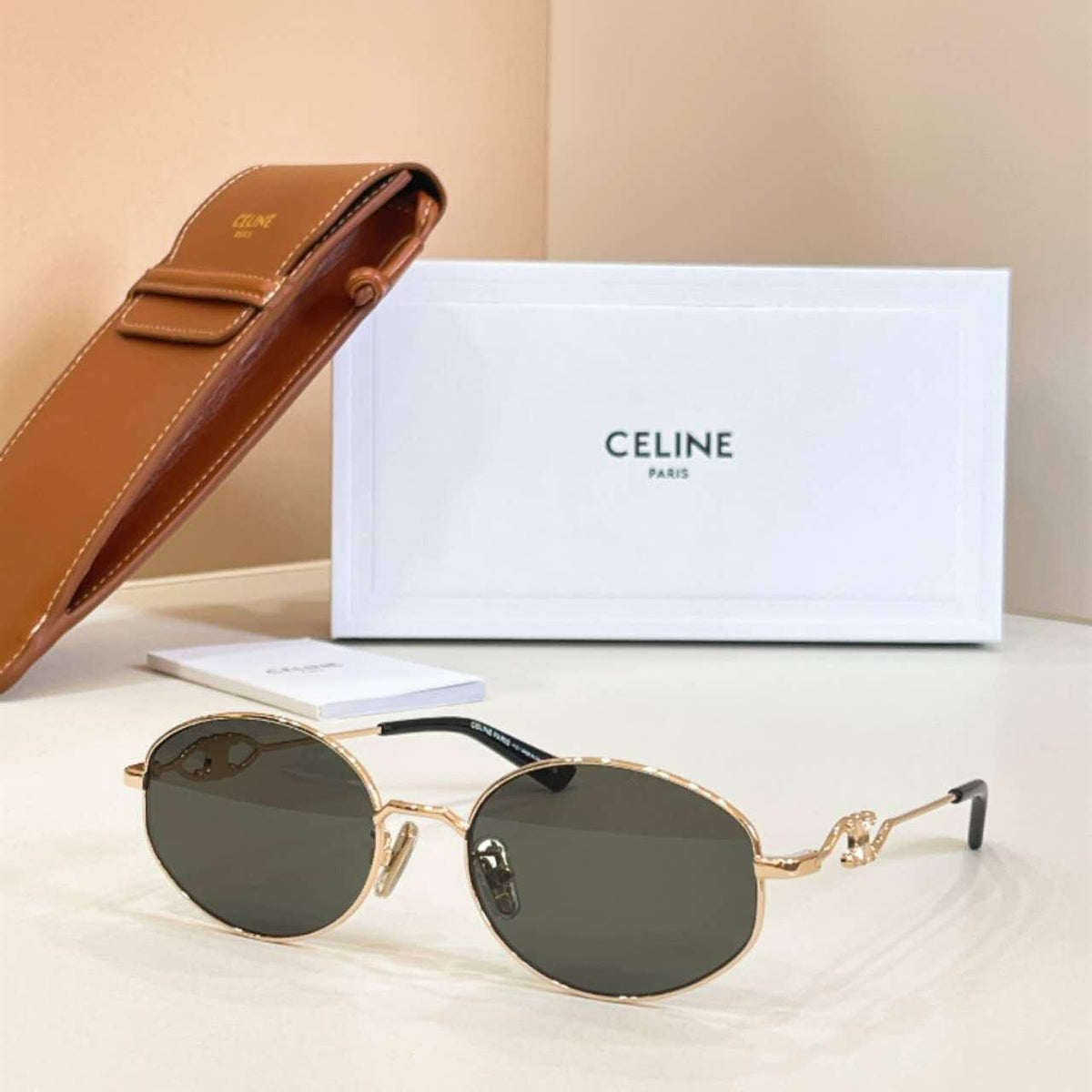 Celine Round Triomphe Metal Sunglasses