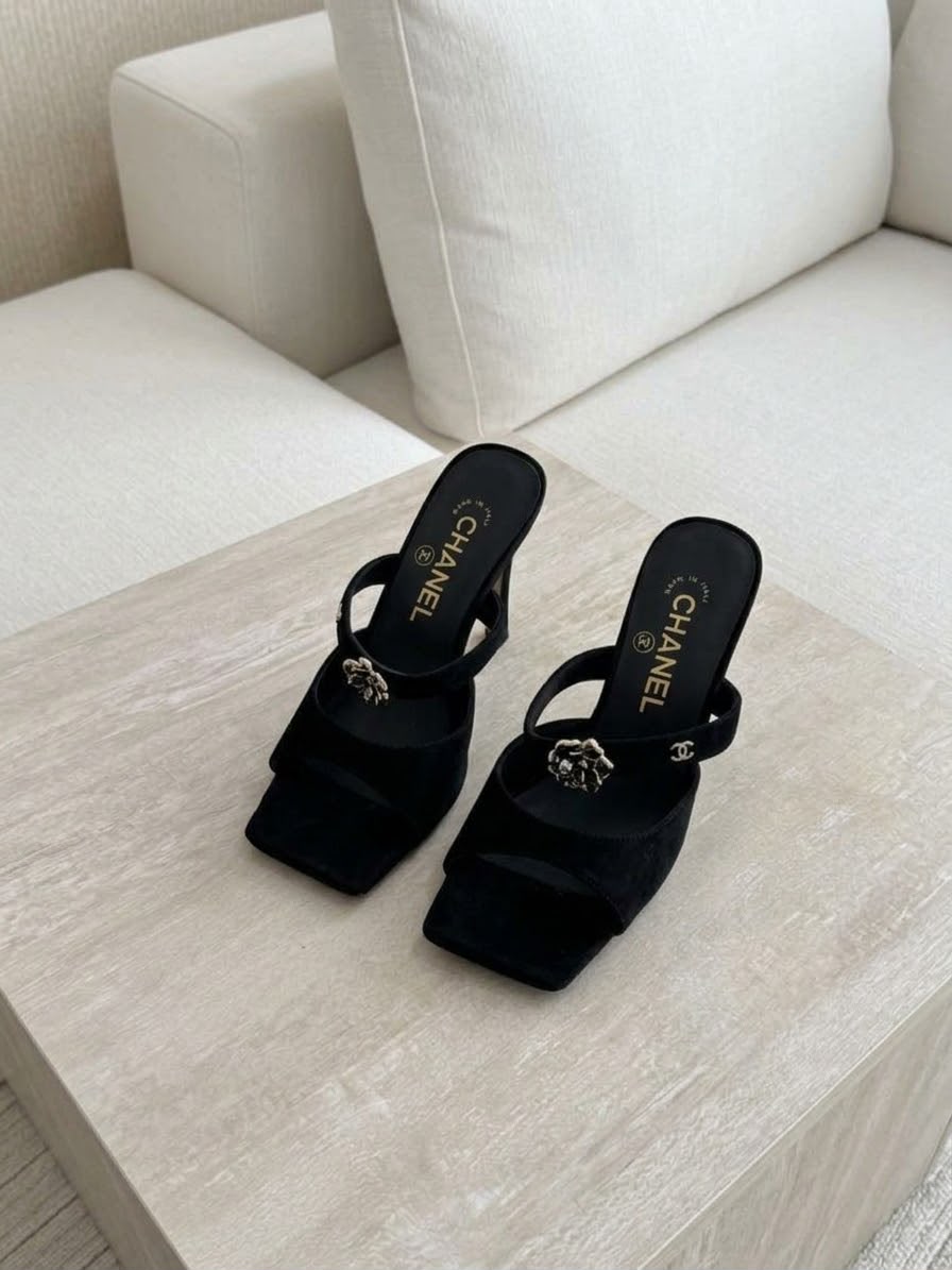 Chanel Suede Camellia & CC Jewel Strap
