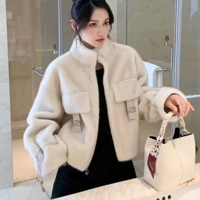 Fendi Mink / Shearling Fur Jacket with FF Buckle Flap Pockets