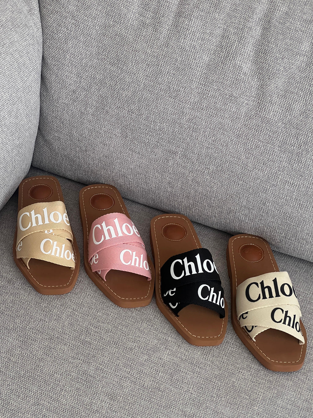 Chloé Woody Cross Strap Flat Slide Sandals