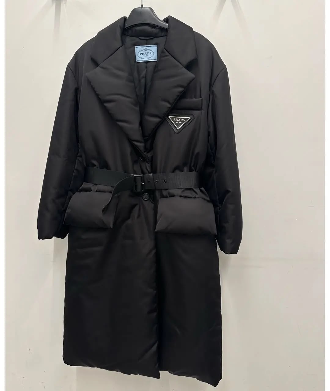 Prada Re-Nylon Belted Long Puffer Coat