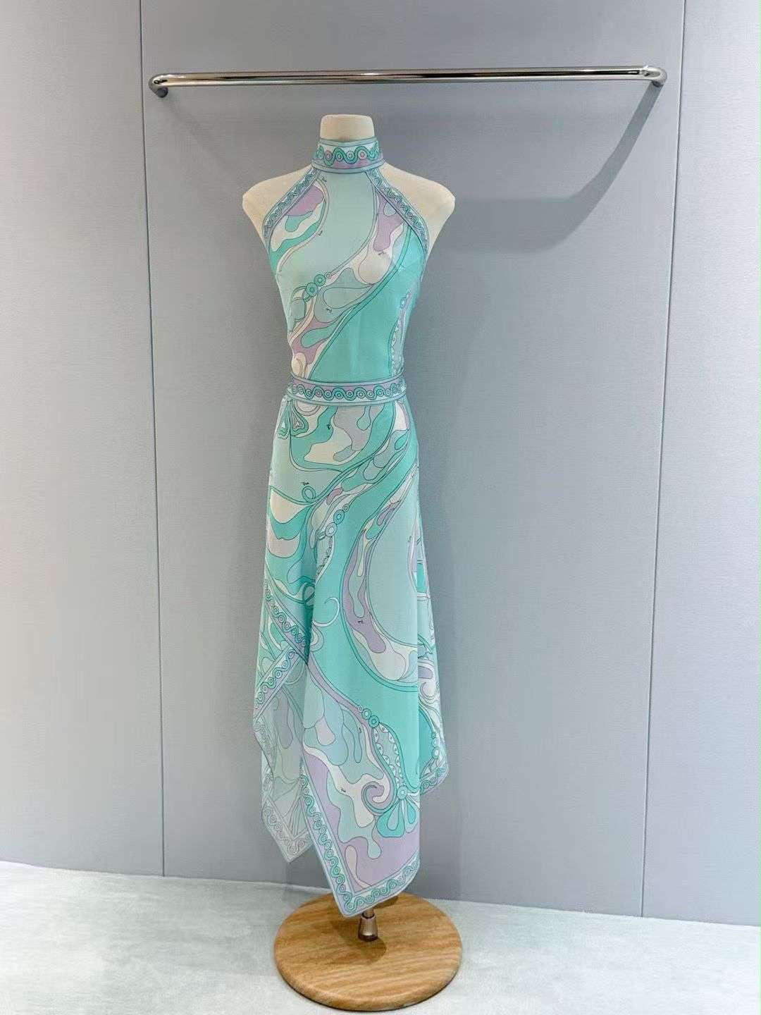 Emilio Pucci Printed Silk Twill Halter Top and Matching Maxi Skirt