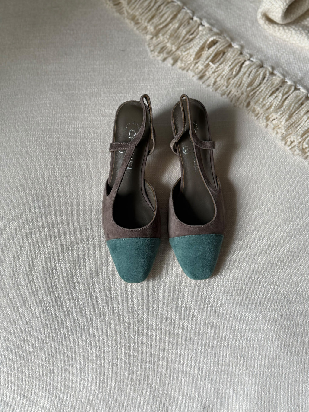 Chanel Two-Tone Suede Slingback Pumps