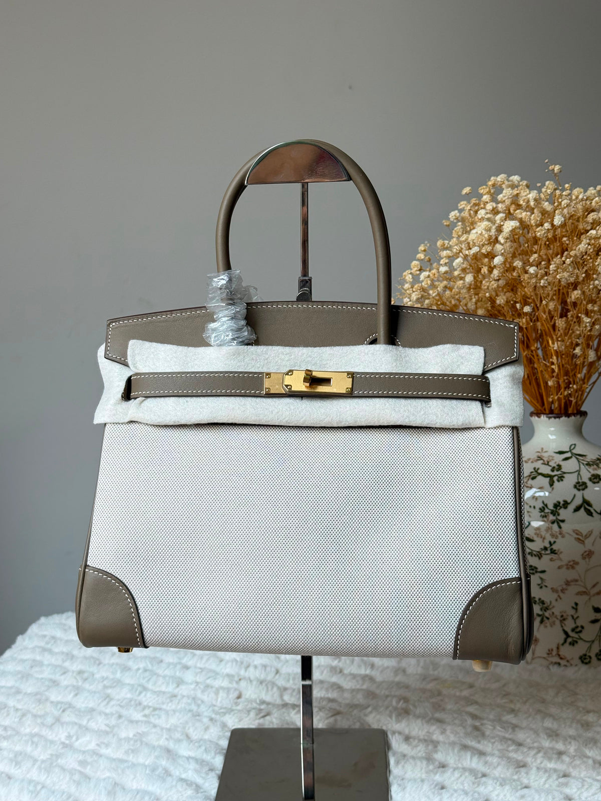 Hermès Birkin Canvas and Leather Trim Bag / 30 CM