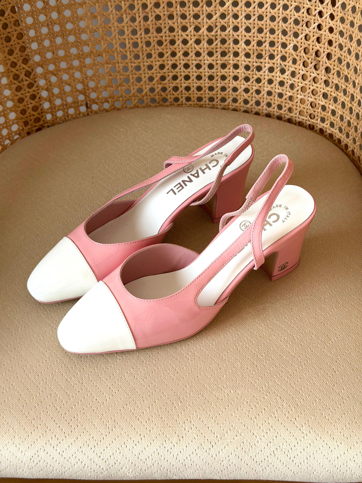 Chanel Two-Tone Slingback Pumps with CC Logo