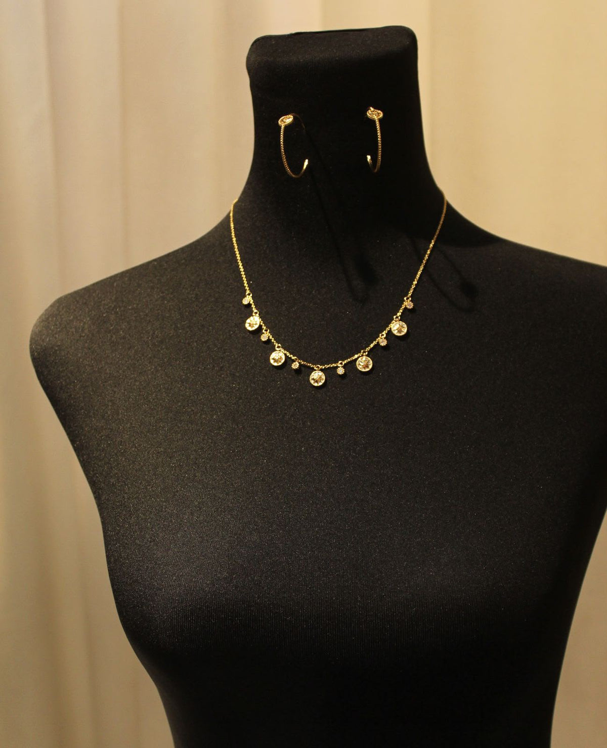 Gold Plated Crystal Necklace & Earrings Set