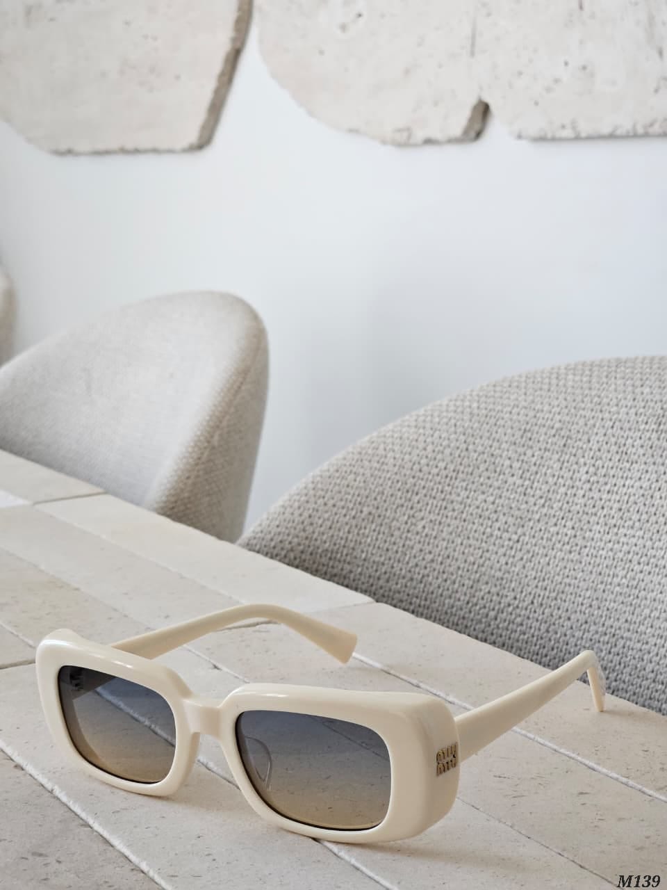 Miu Miu Off White Rectangle Sunglasses