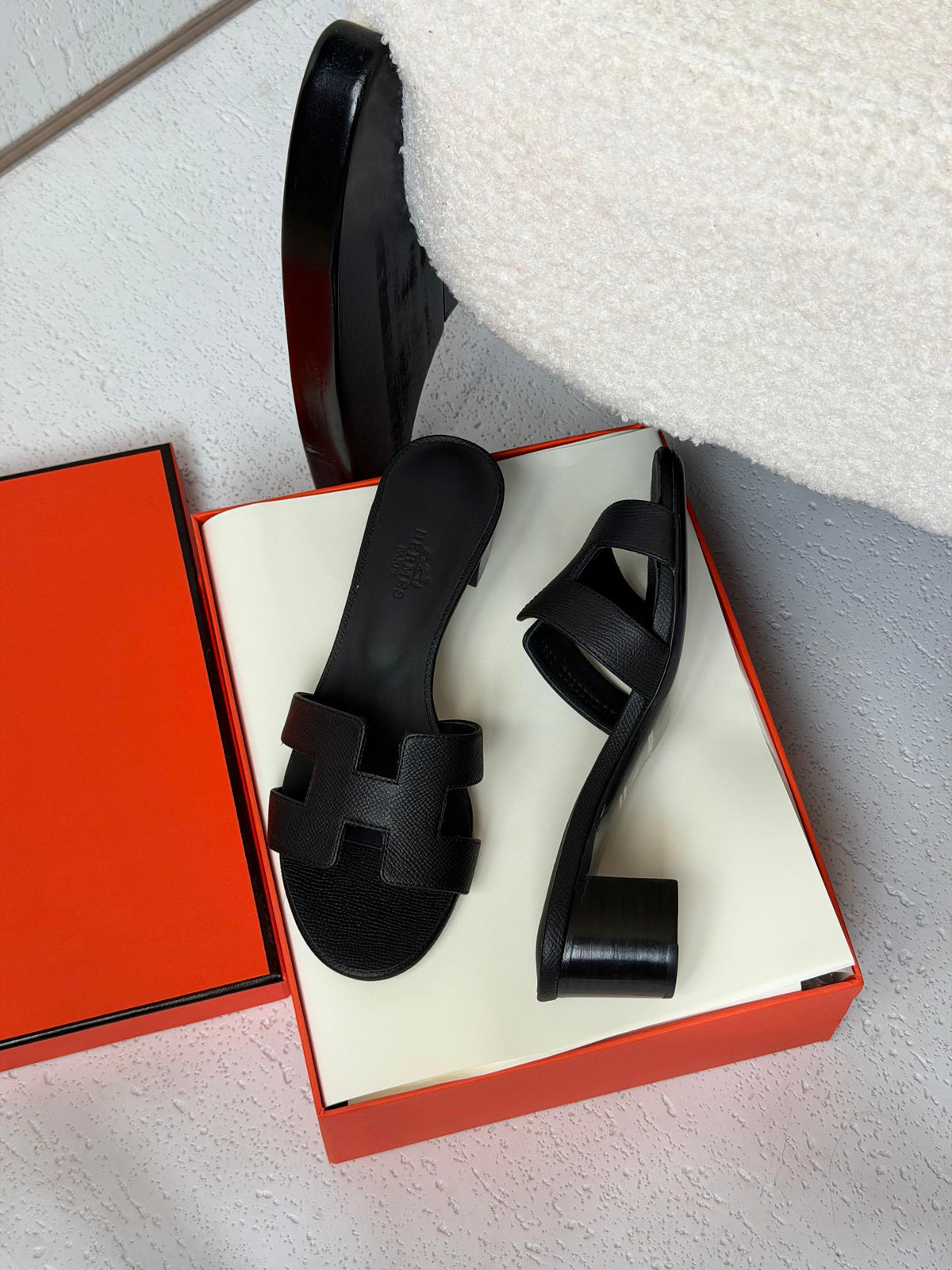 Hermès H-Strap Block Heel Sandals