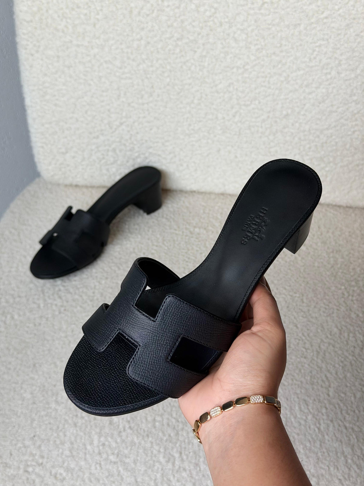 Hermès H-Strap Block Heel Sandals