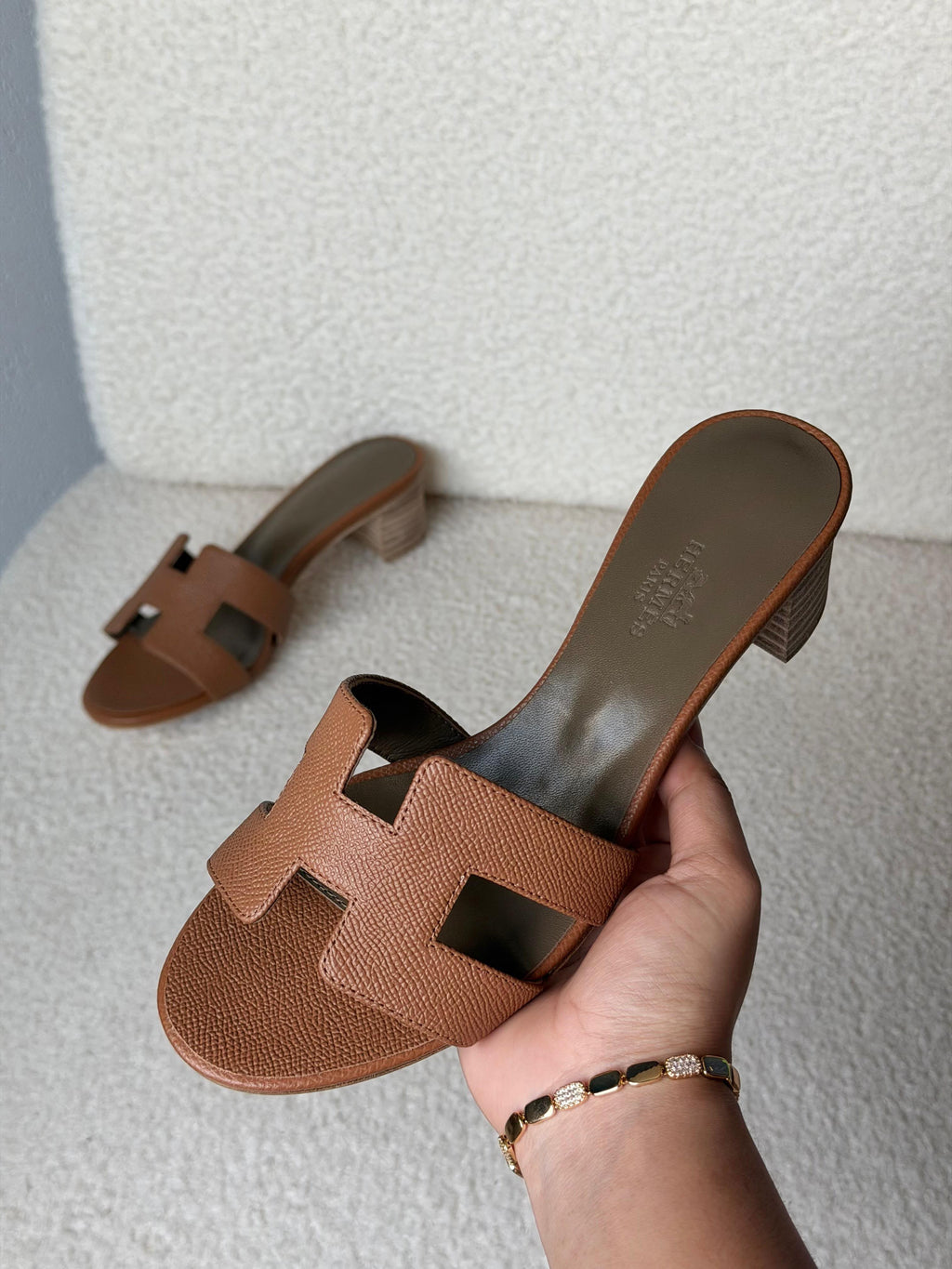 Hermès H-Strap Block Heel Sandals