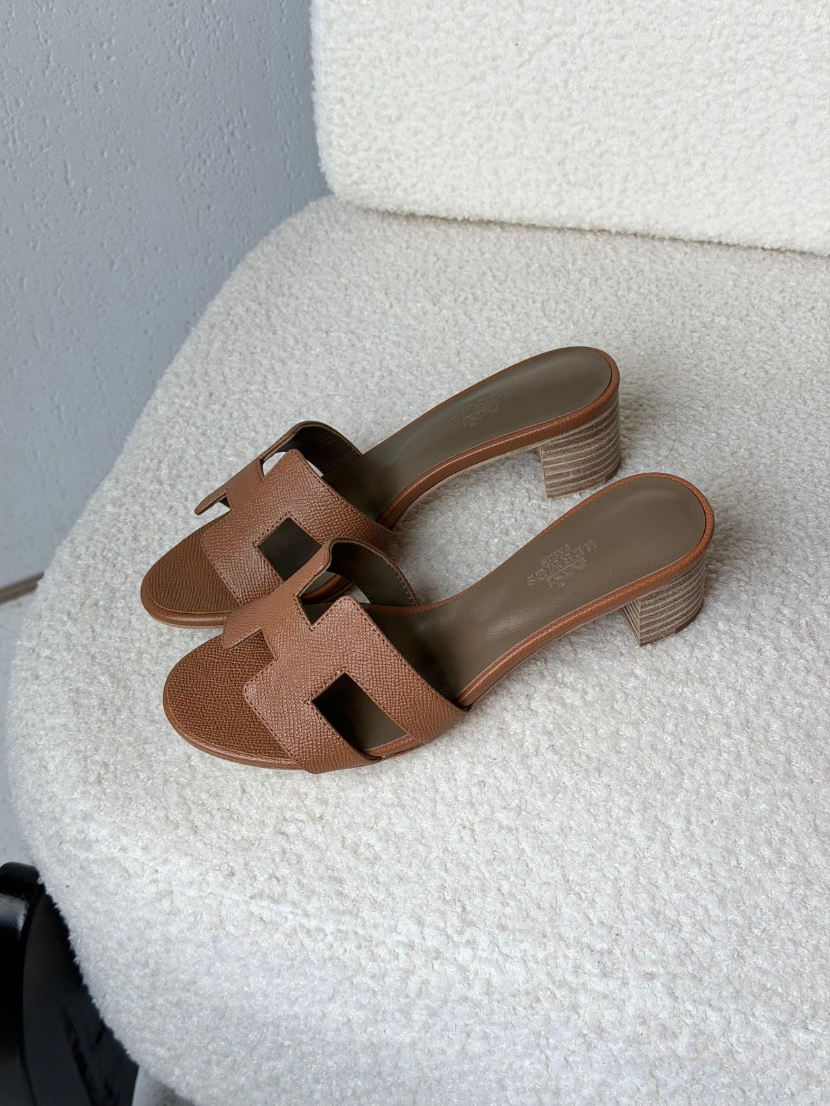Hermès H-Strap Block Heel Sandals