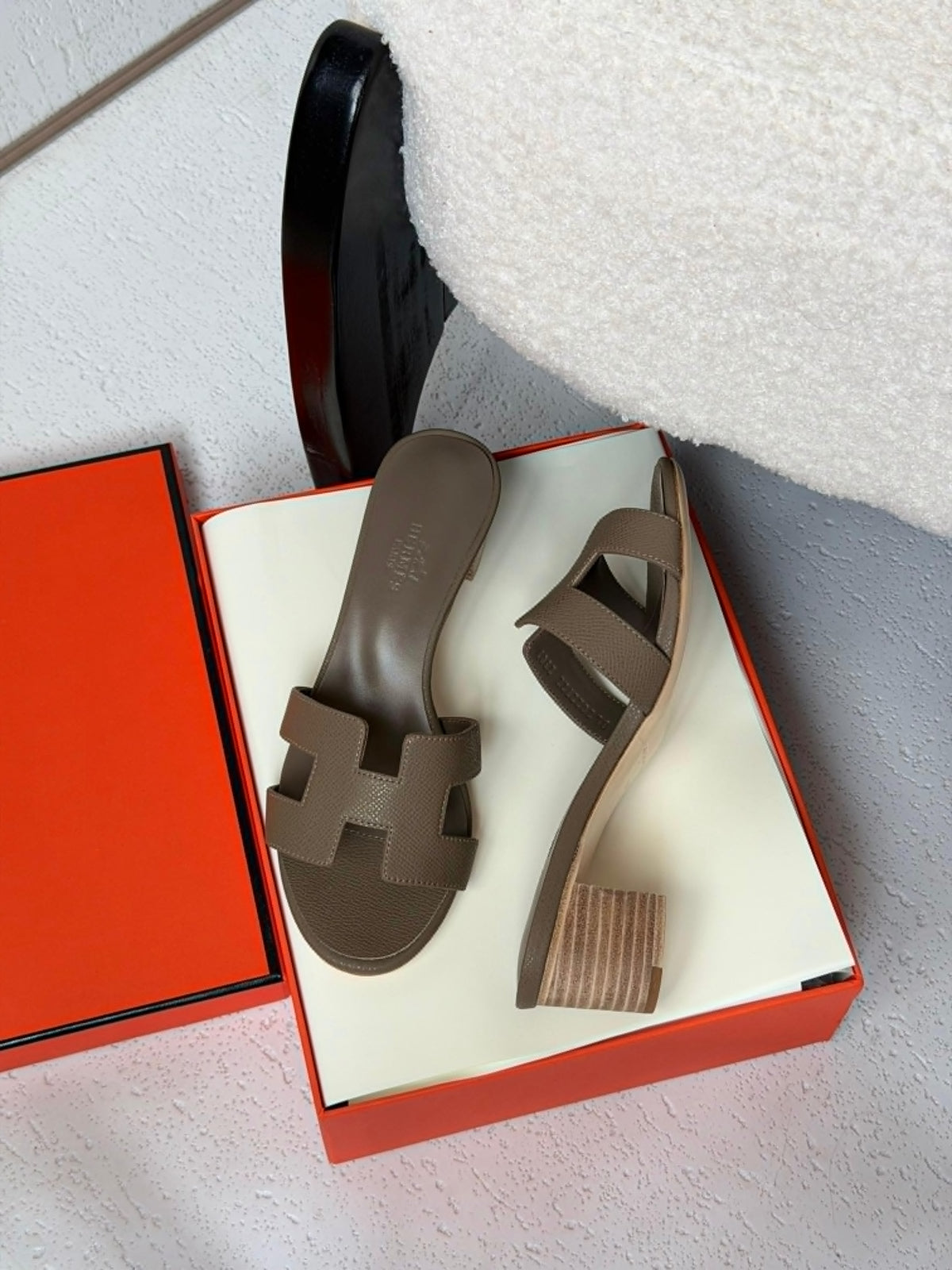 Hermès H-Strap Block Heel Sandals